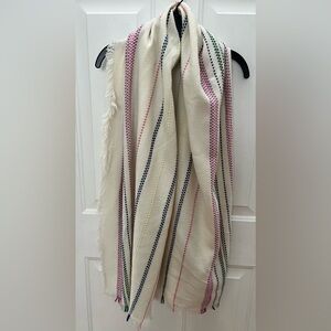 Cream Scarf with Multicolor Stripes